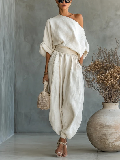 Conjunto de dos piezas sin hombros para mujer - fresco y elegante