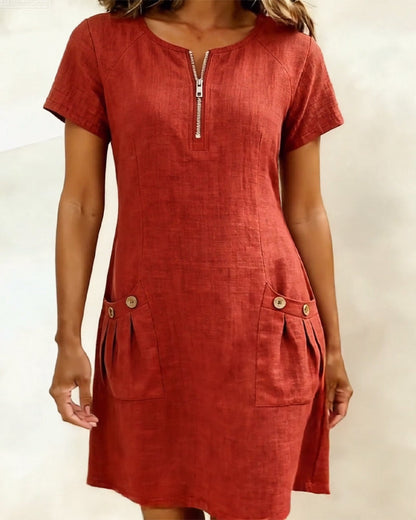 Vestido elegante de día con diseño natural y fluido para mujer - Verano