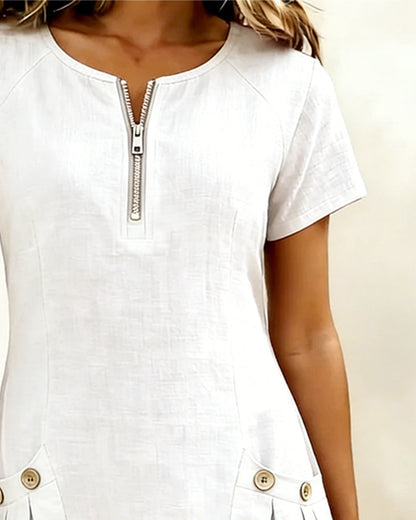 Vestido elegante de día con diseño natural y fluido para mujer - Verano