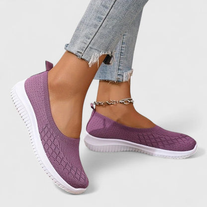 Zapatos ortopédicos slip-on con tejido transpirable y suela ergonómica para mujer, ligeros y cómodos para caminar o uso diario