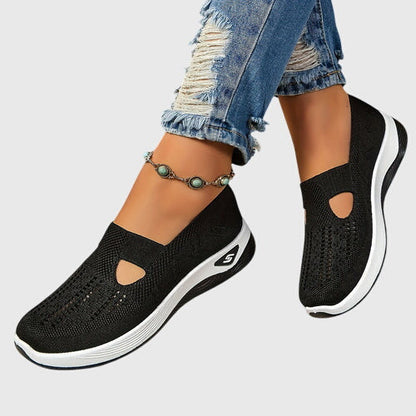 Sneakers ortopédicos sin cordones con plantilla anatómica y diseño transpirable para mujer, confortables para todo el día