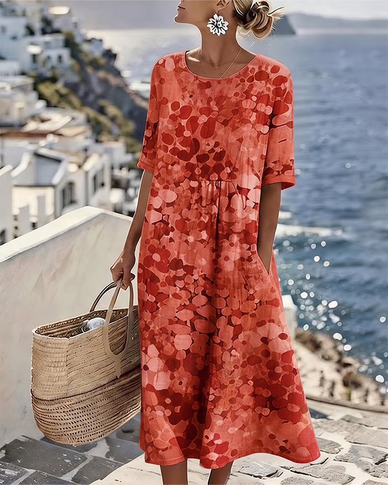 Miriam | Vestido Fluido con Estampado Botánico para Mujer de Verano en Jardín
