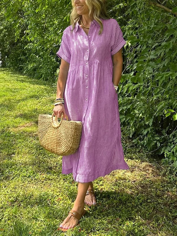 Vestido maxi de manga corta para mujer, ligero y elegante para verano o diario
