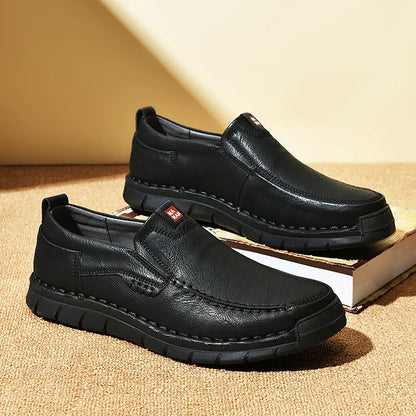 Zapatos de cuero sin cordones para hombre, elegantes y prácticos