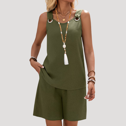 Conjunto de shorts con detalle de anillo para mujer