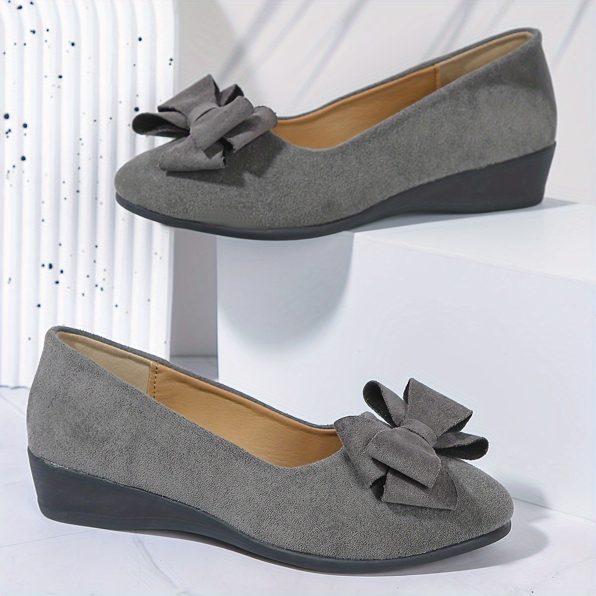 Zapatos planos ortopédicos con lazo decorativo y plantilla ergonómica para mujer, cómodos y elegantes para uso diario u oficina