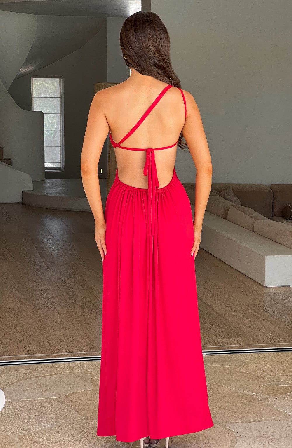 Vestido maxi con encaje y espalda descubierta para mujer, elegante para fiesta