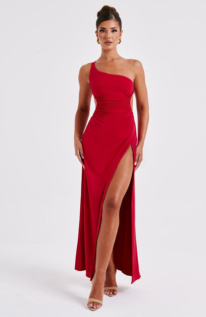 Vestido maxi con encaje y espalda descubierta para mujer, elegante para fiesta