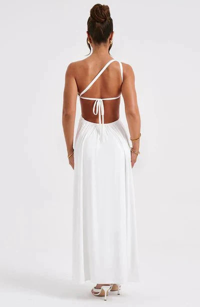 Vestido maxi con encaje y espalda descubierta para mujer, elegante para fiesta
