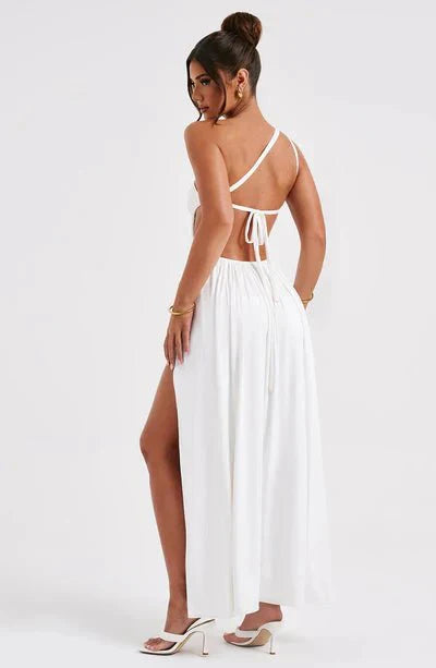 Vestido maxi con encaje y espalda descubierta para mujer, elegante para fiesta
