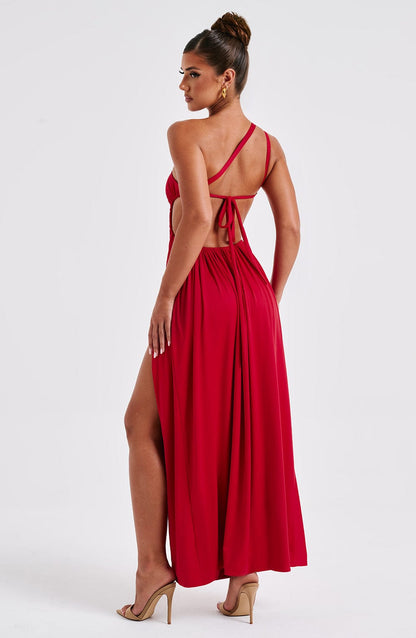 Vestido maxi con encaje y espalda descubierta para mujer, elegante para fiesta