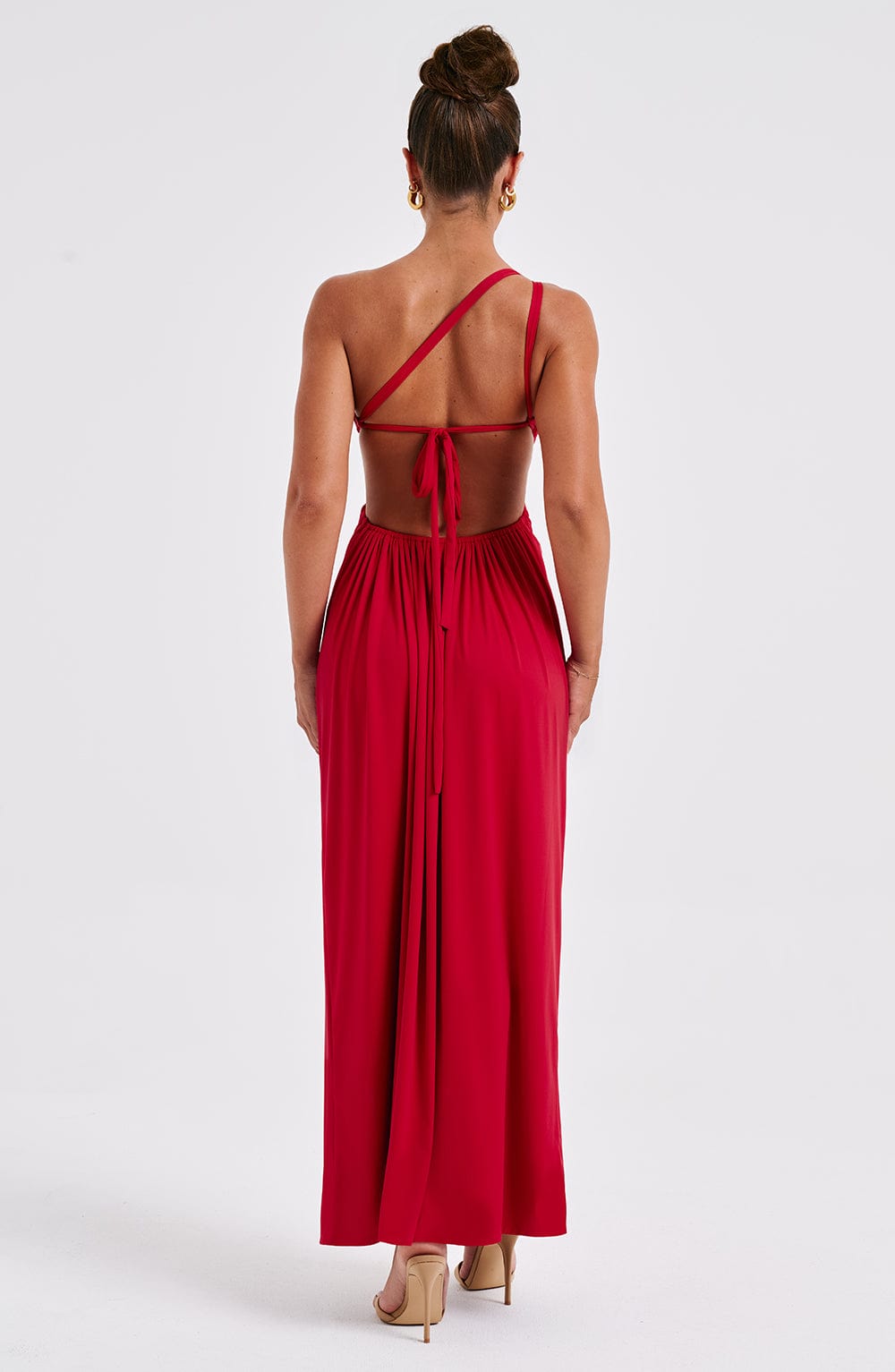 Vestido maxi con encaje y espalda descubierta para mujer, elegante para fiesta