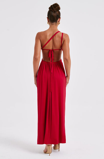 Vestido maxi con encaje y espalda descubierta para mujer, elegante para fiesta