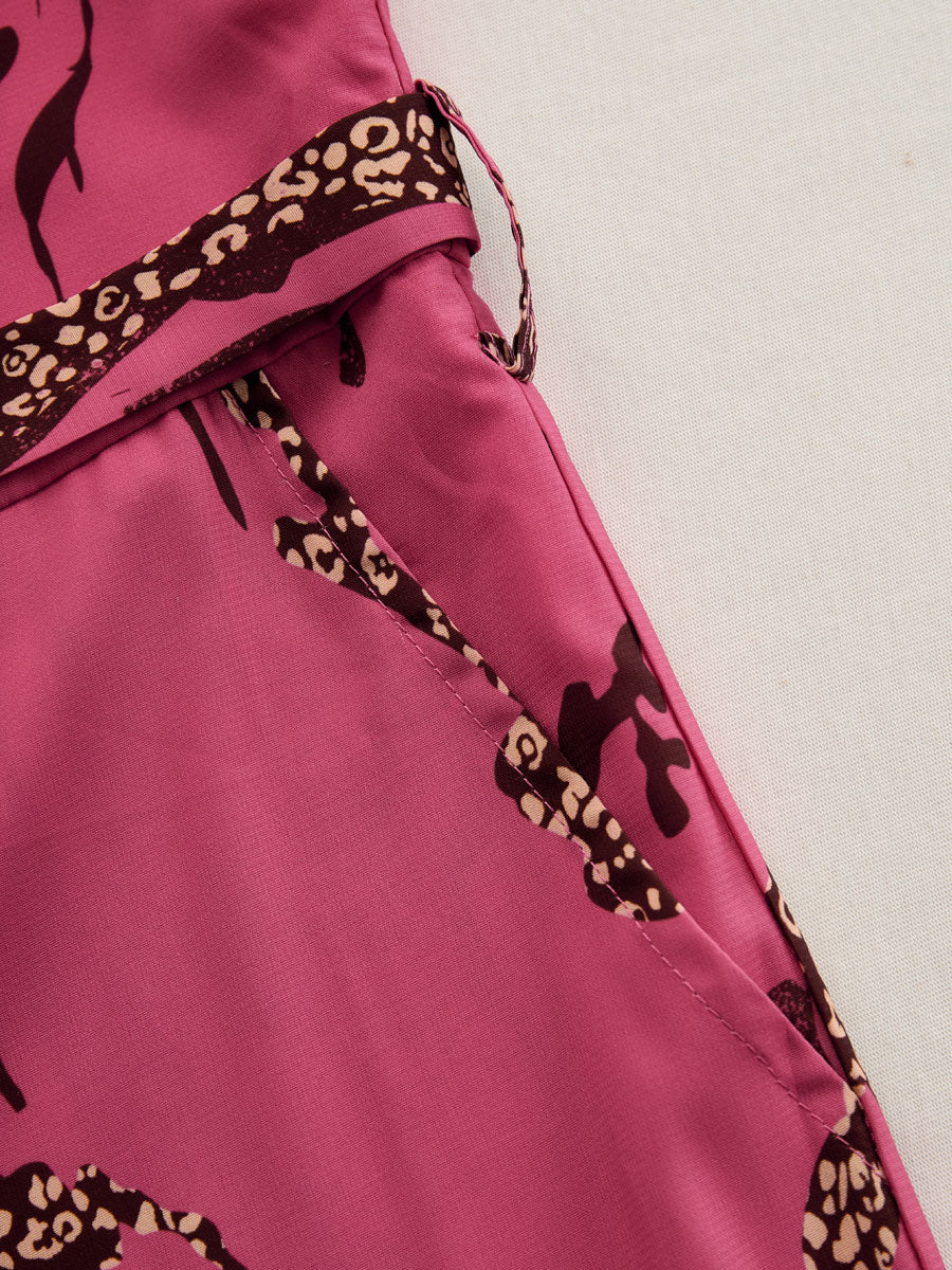 Monocuerpo Estampado leopardo Manga Larga Roj