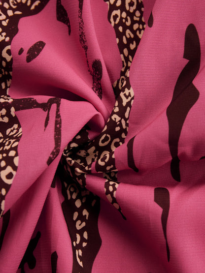 Monocuerpo Estampado leopardo Manga Larga Roj