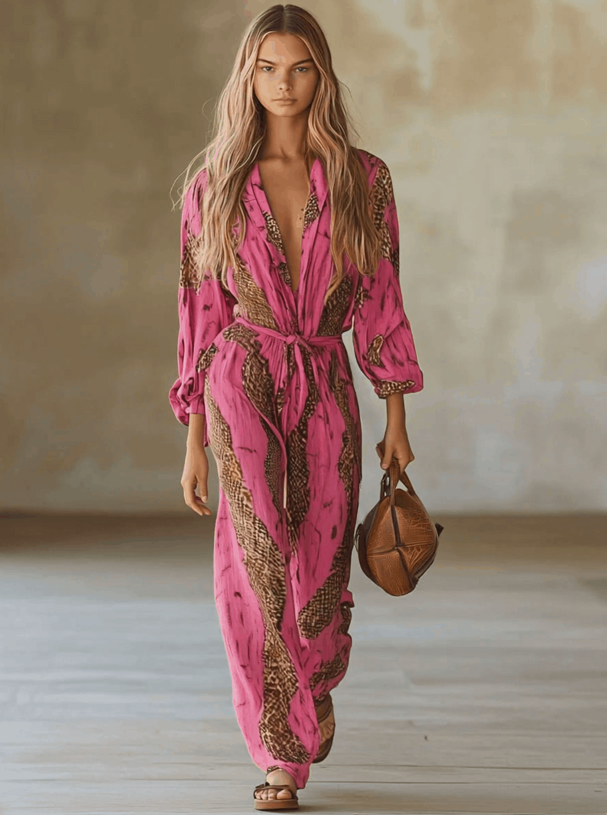 Monocuerpo Estampado leopardo Manga Larga Roj