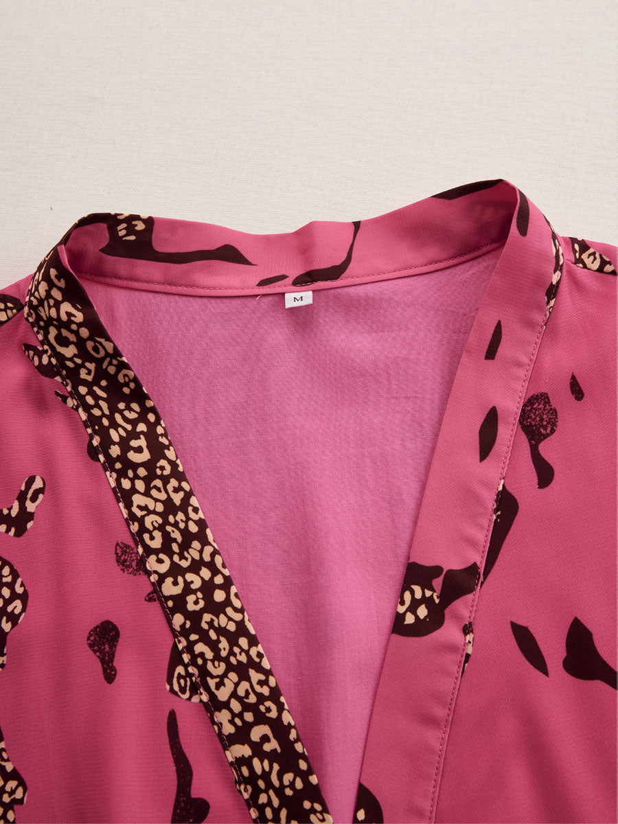 Monocuerpo Estampado leopardo Manga Larga Roj