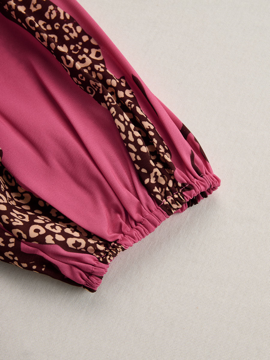 Monocuerpo Estampado leopardo Manga Larga Roj