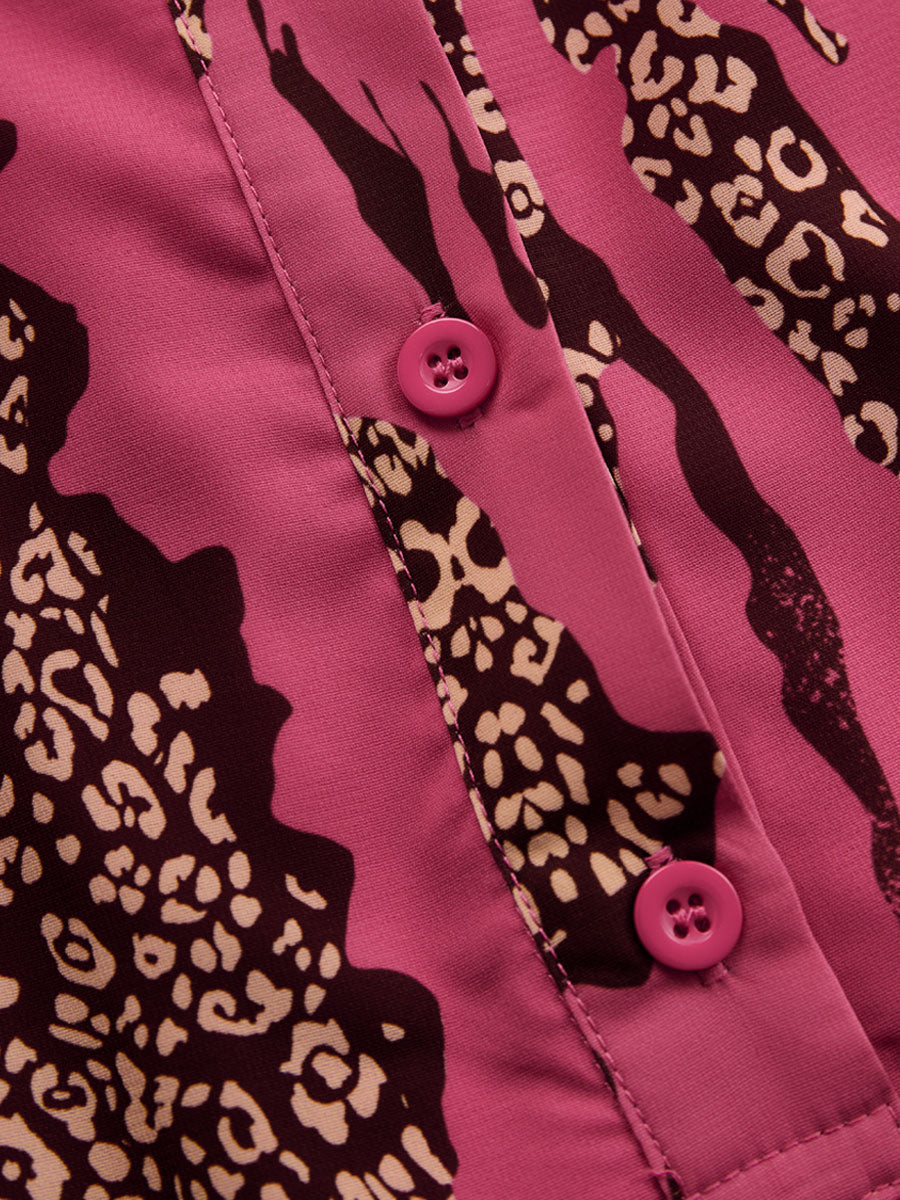 Monocuerpo Estampado leopardo Manga Larga Roj