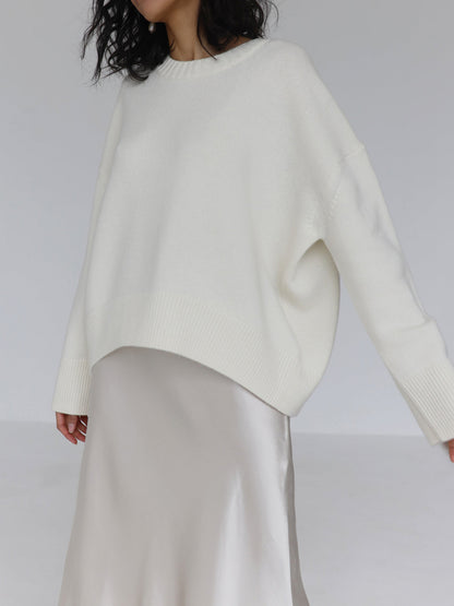Anara | Women's Oversized Crew Neck Knit Jumper - Baby Blue - Image 4