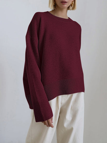 Anara | Women's Oversized Crew Neck Knit Jumper - Baby Blue - Image 5
