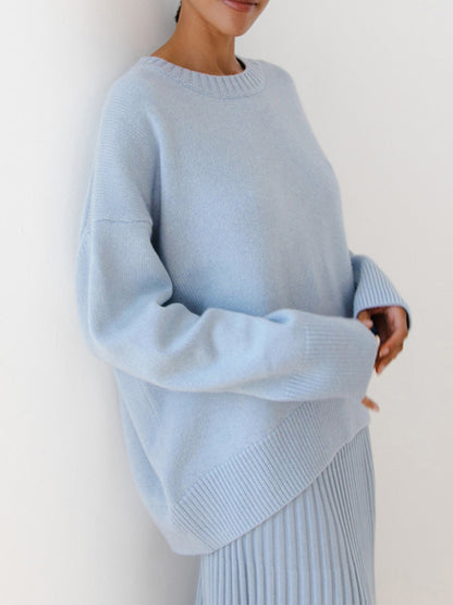 Anara | Jersey de Punto Oversized con Cuello Redondo para Mujer de Otoño