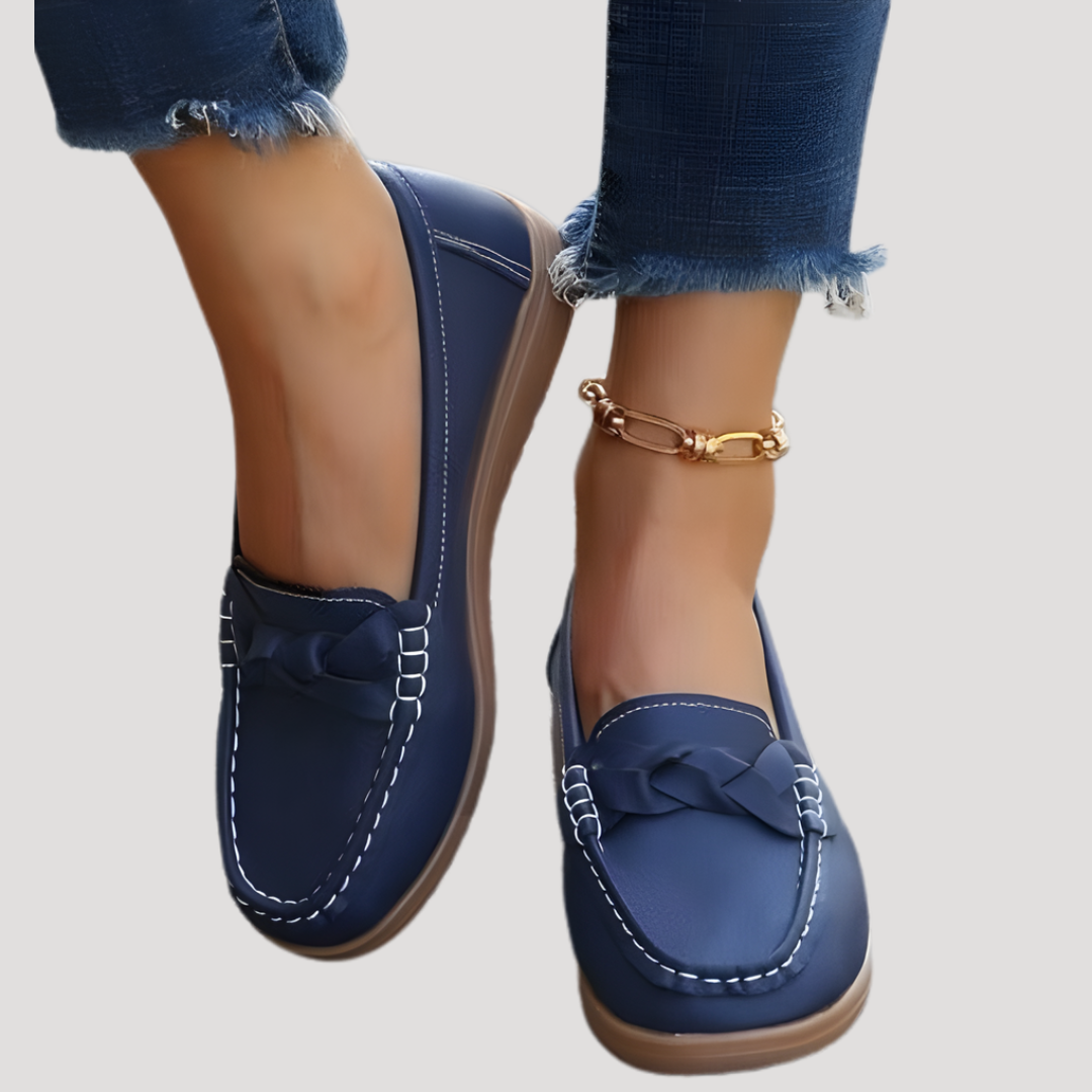 Anastasia | Women's Slip On Moccasin Loafers - Navy - Image 5