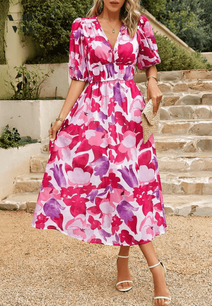 Vestido largo favorecedor para mujer, cómodo y versátil para diario o viaje