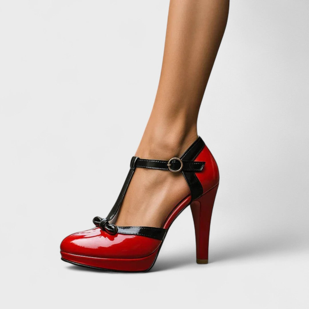 Tacones ortopédicos con correa en el tobillo, plataforma cómoda y plantilla ergonómica para mujer