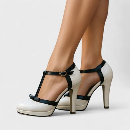 Tacones ortopédicos con correa en el tobillo, plataforma cómoda y plantilla ergonómica para mujer