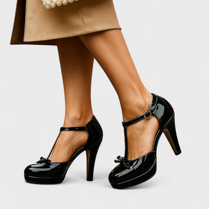 Tacones ortopédicos con correa en el tobillo, plataforma cómoda y plantilla ergonómica para mujer