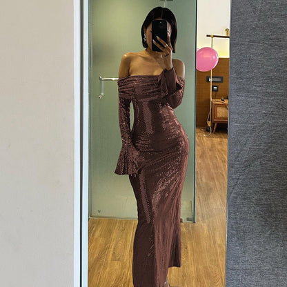 Vestido de lentejuelas para mujer, elegante y brillante para fiesta o gala