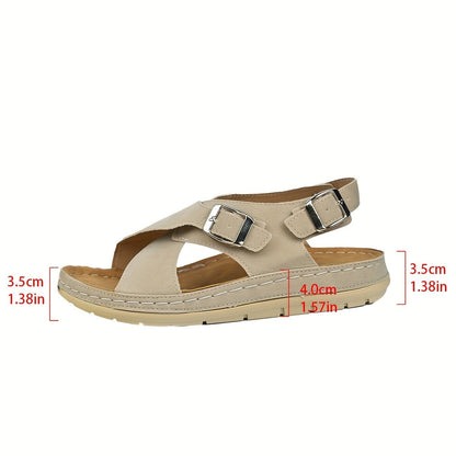 Sandalias planas con doble hebilla ajustable para mujer
