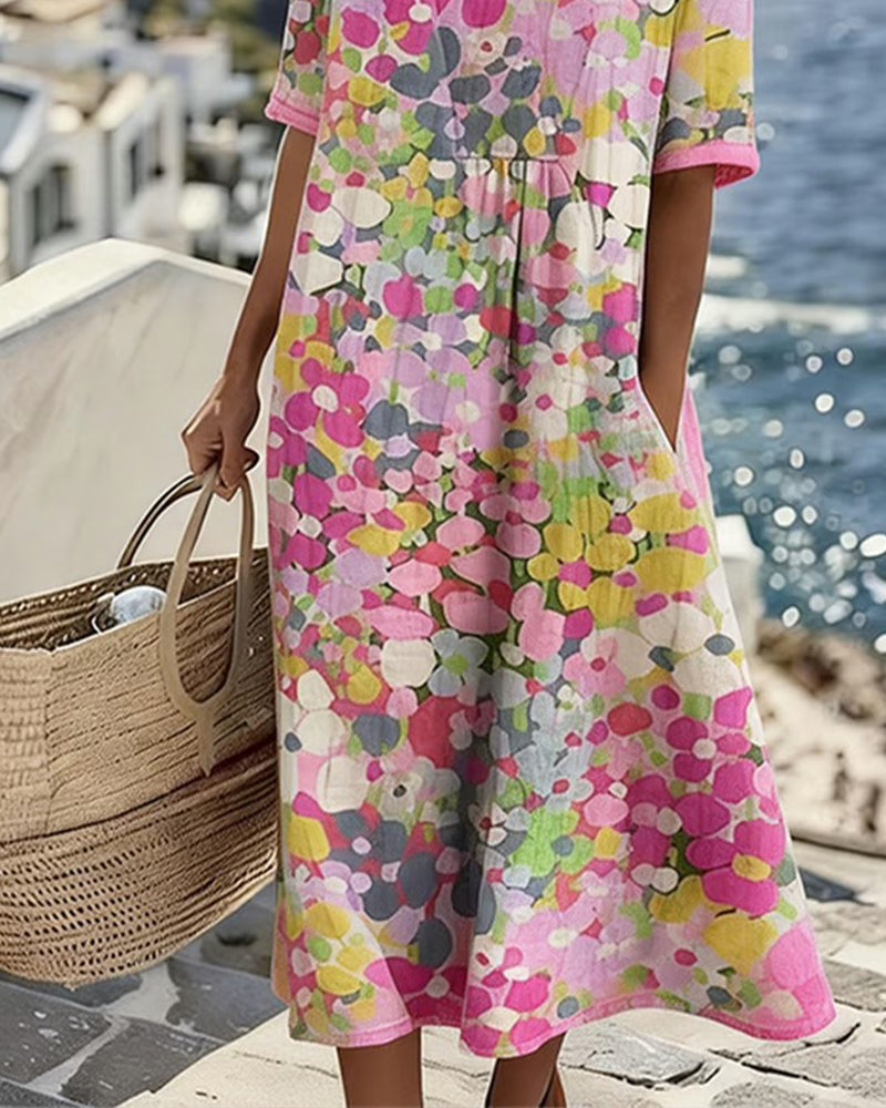Miriam | Vestido Fluido con Estampado Botánico para Mujer de Verano en Jardín