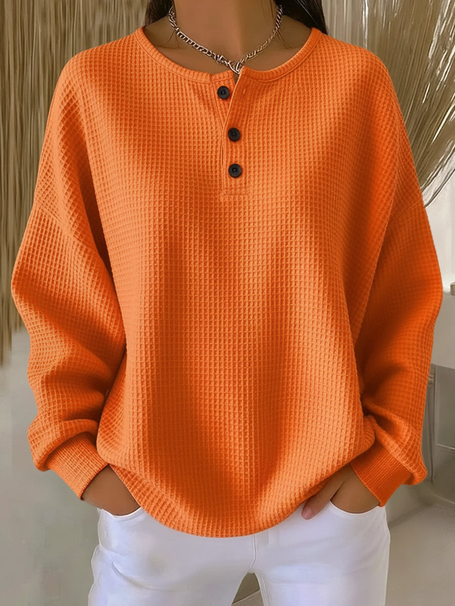 Bryony | Jersey de Punto con Textura de Waffle y Botones para Mujer