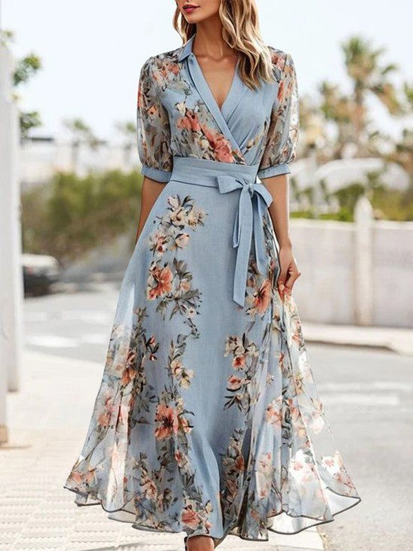 Vestido Midi Con Cuello Redondo Para Mujer - Cómodo Y Elegante