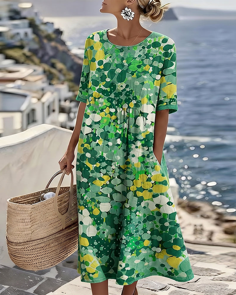Miriam | Vestido Fluido con Estampado Botánico para Mujer de Verano en Jardín