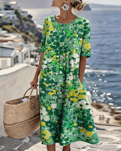 Miriam | Vestido Fluido con Estampado Botánico para Mujer de Verano en Jardín
