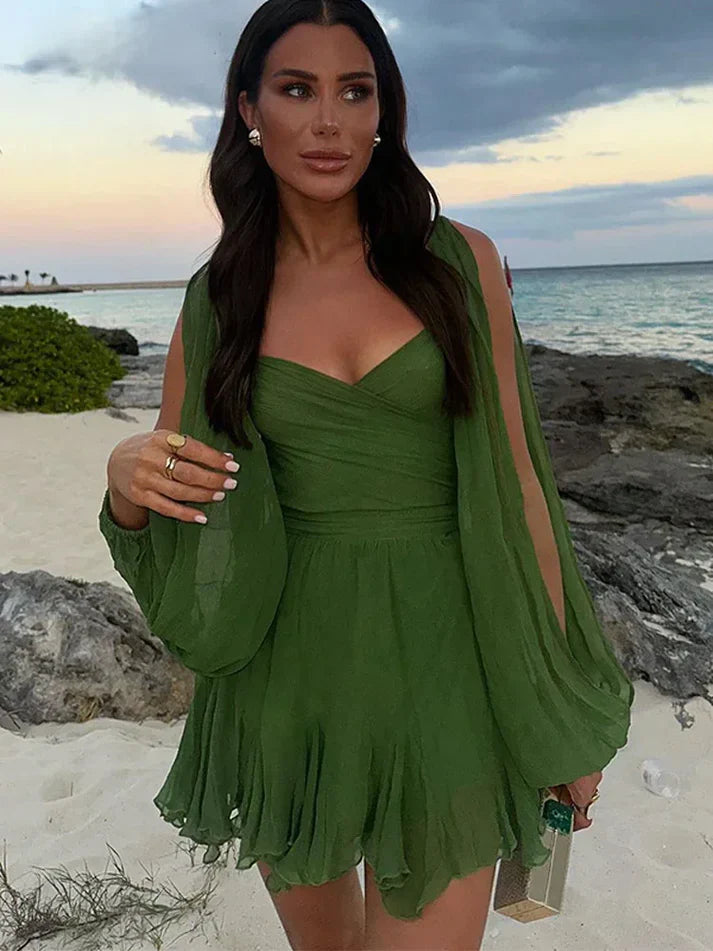 Vestido corto femenino, moderno y cómodo para playa o uso diario