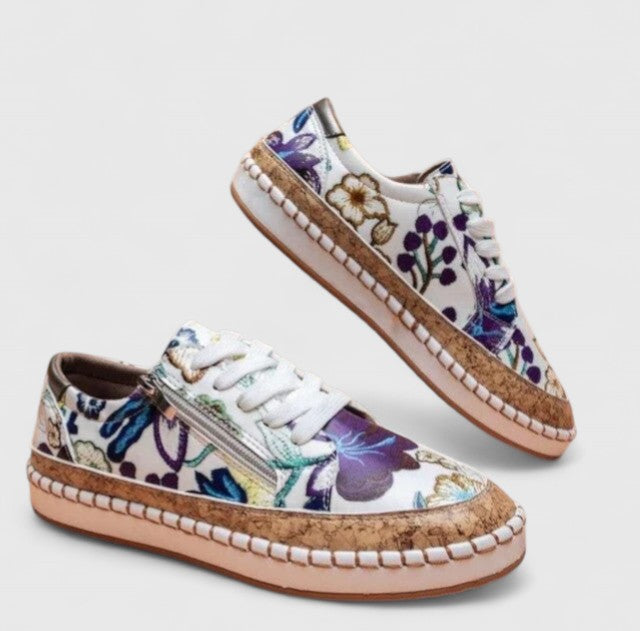 Zapatos ortopédicos con estampado floral colorido y suela ergonómica para mujer, ligeros, cómodos y transpirables para diario o primavera