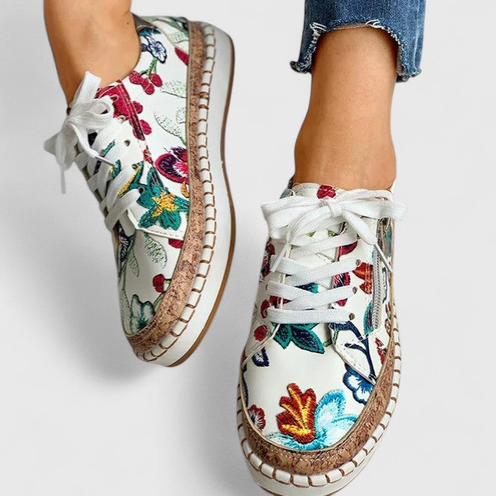Zapatos ortopédicos con estampado floral colorido y suela ergonómica para mujer, ligeros, cómodos y transpirables para diario o primavera