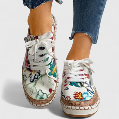 Zapatos ortopédicos con estampado floral colorido y suela ergonómica para mujer, ligeros, cómodos y transpirables para diario o primavera