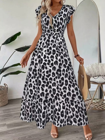 Vestido maxi barroco con escote en V para mujer - fresco y elegante