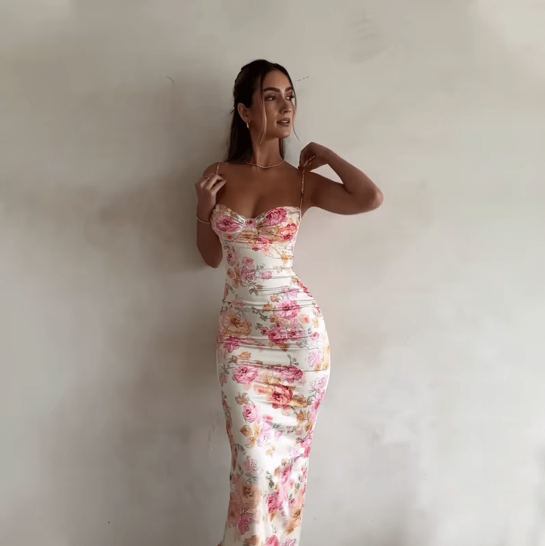 Vestido maxi veraniego con estampado floral para mujer, ligero y elegante