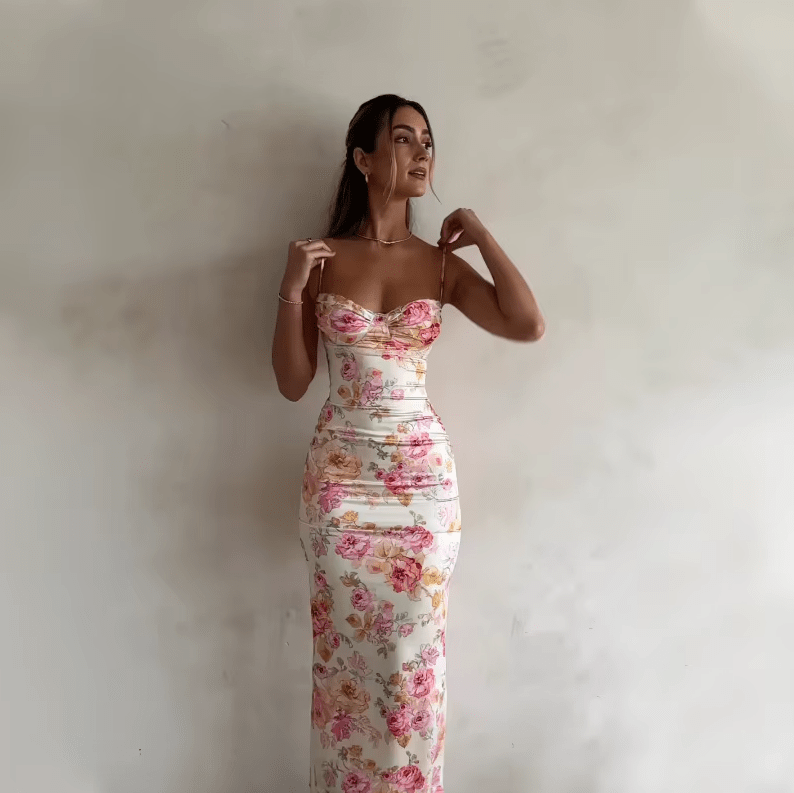 Vestido maxi veraniego con estampado floral para mujer, ligero y elegante