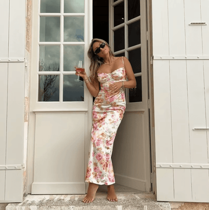 Vestido maxi veraniego con estampado floral para mujer, ligero y elegante
