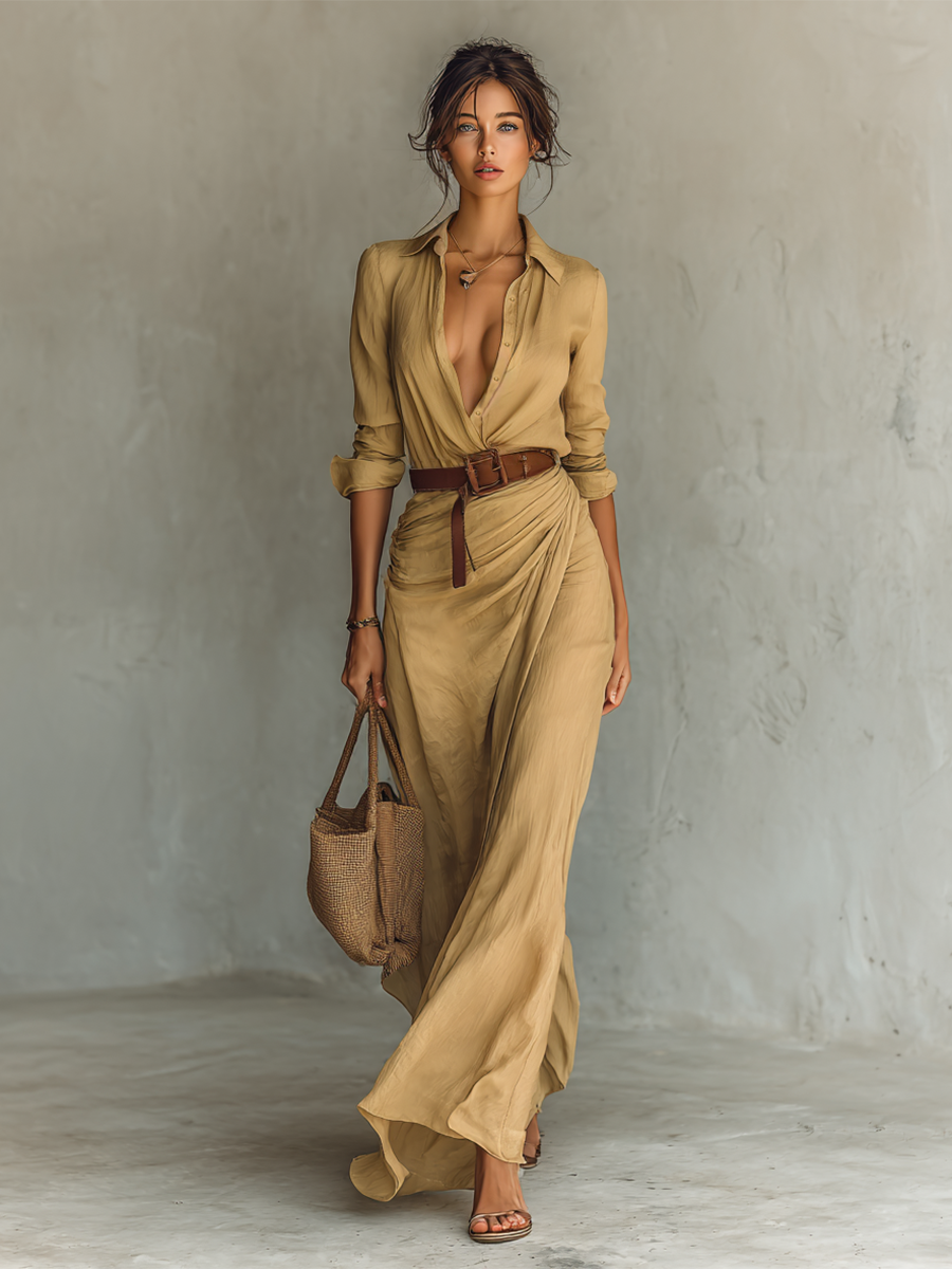 Lumin | Vestido Envolvente Elegante con Diseño Clásico de Verano