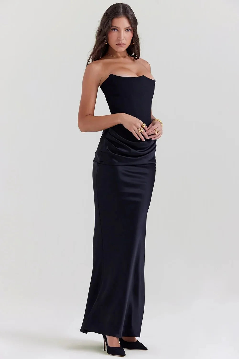 Vestido largo elegante sin mangas para mujer, sofisticado para fiesta o gala