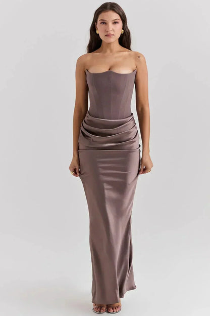 Vestido largo elegante sin mangas para mujer, sofisticado para fiesta o gala