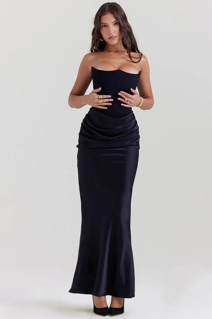 Vestido largo elegante sin mangas para mujer, sofisticado para fiesta o gala
